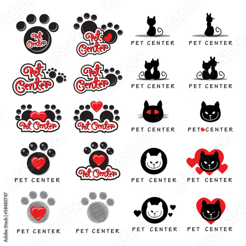 Cat And Dog Icons Set - Isolated On White Background