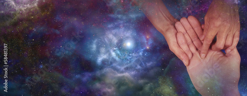 Фотография Palmistry website header on night sky, soft blur