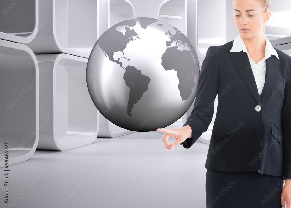 Composite image of businesswoman pointing somewhere Composite image of businesswoman pointing somewhere