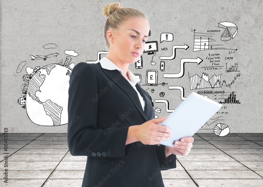 Composite image of businesswoman holding tablet Composite image of businesswoman holding tablet