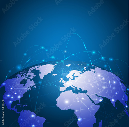 Global technology mesh network, vector illustration