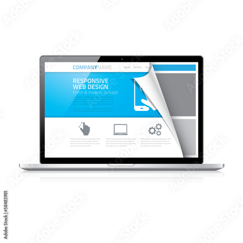 Modern responsive web design coding concept in laptop vector
