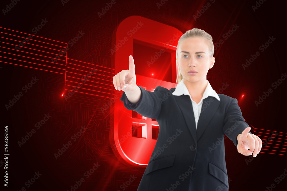 Composite image of businesswoman pointing somewhere Composite image of businesswoman pointing somewhere