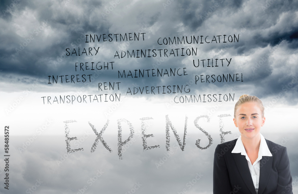 Composite image of businesswoman using laptop Composite image of businesswoman using laptop
