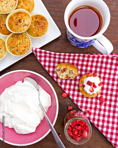 strawberry muffins with whipped cream