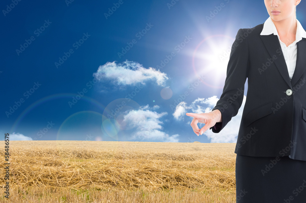 Composite image of businesswoman pointing somewhere Composite image of businesswoman pointing somewhere