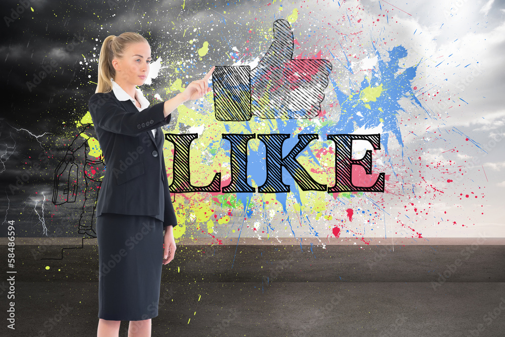 Composite image of businesswoman pointing somewhere Composite image of businesswoman pointing somewhere