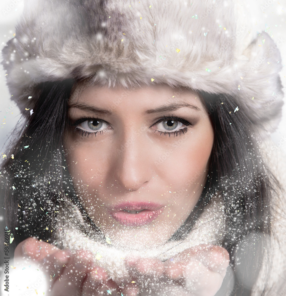 Portrait of attractive young woman in winter