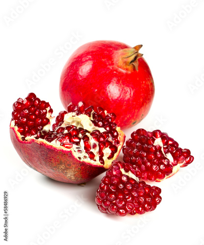 fresh pomegranate isolated on white background