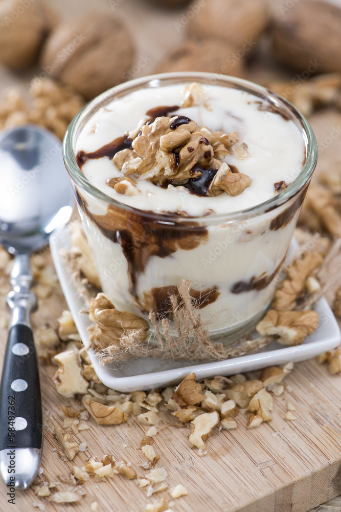 Glass with Walnut Chocolate Yoghurt
