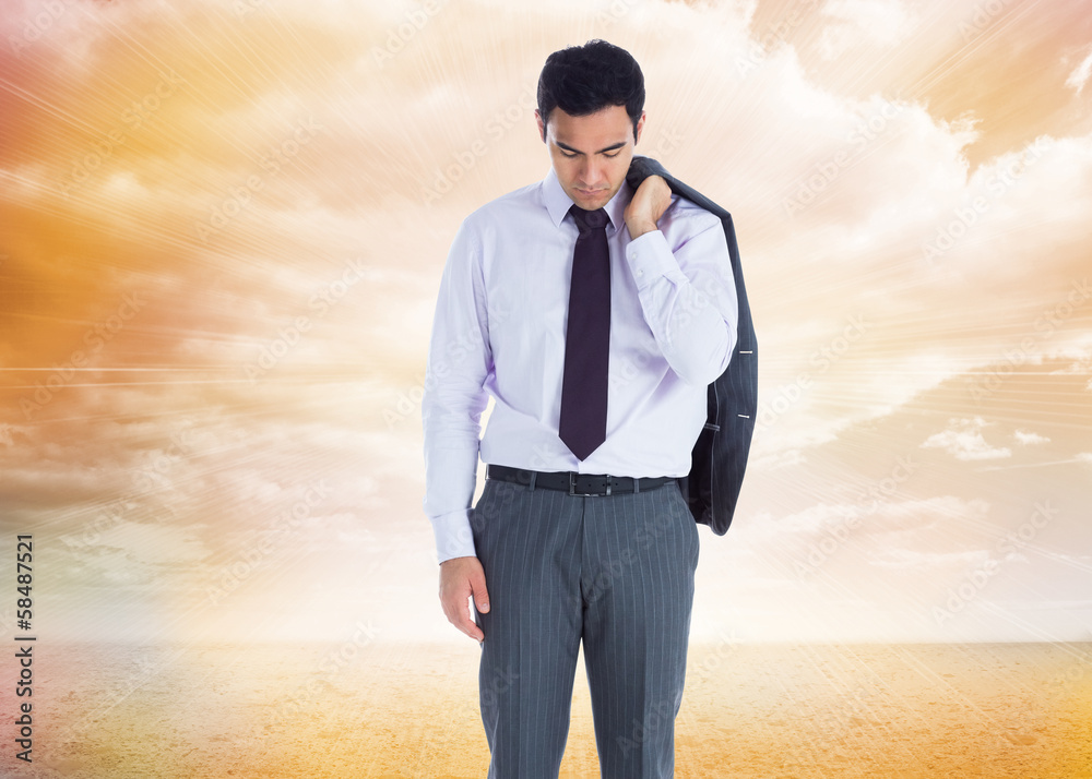 Composite image of unsmiling businessman standing Composite image of unsmiling businessman standing