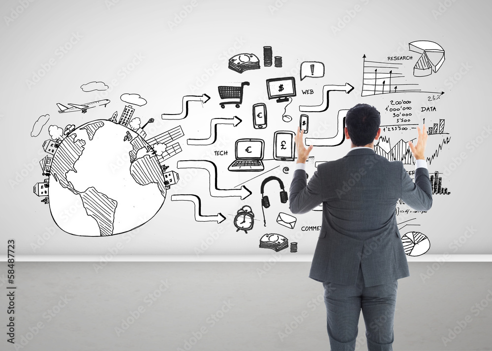 Composite image of businessman with arms raised Composite image of businessman with arms raised
