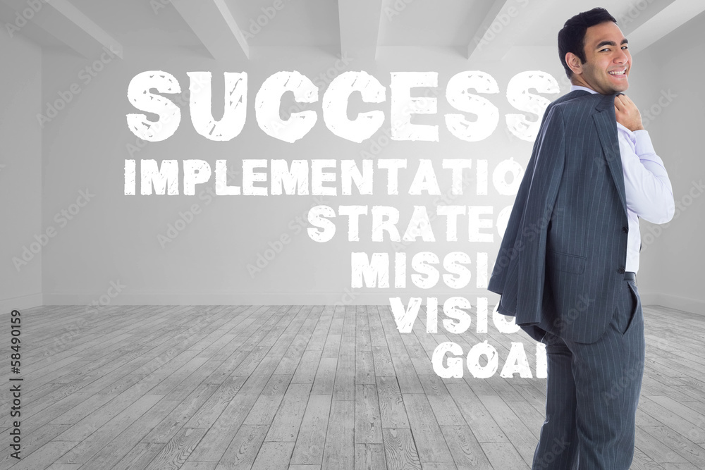 Composite image of smiling businessman standing Composite image of smiling businessman standing