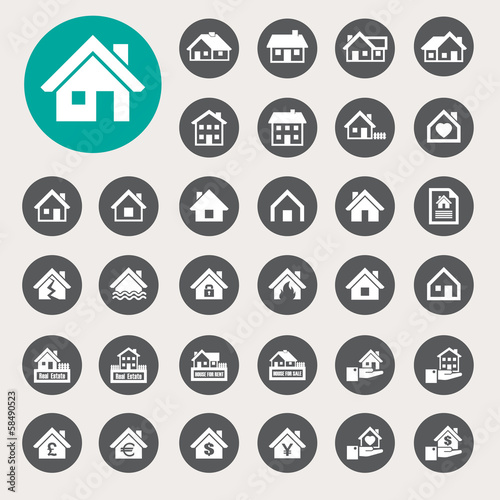 Houses icons set. Real estate.