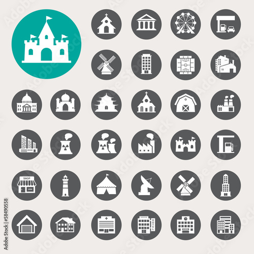 Buildings icon set