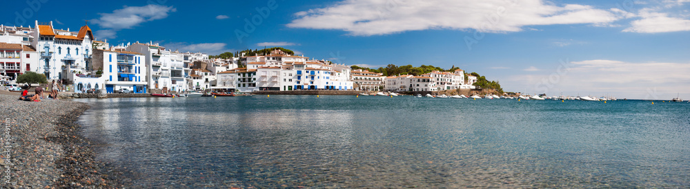 Panoramic view of Cadaques beach and coast