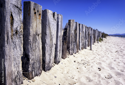 old wooden fence at a beach