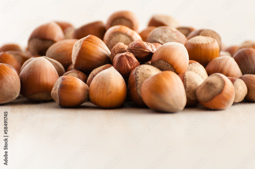 Hazelnuts close up