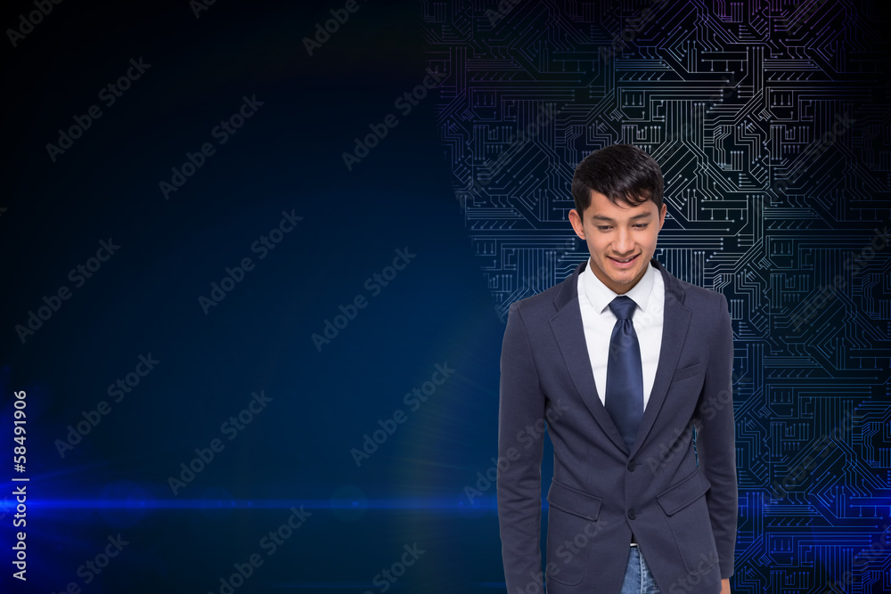 Composite image of smiling casual businessman walking Composite image of smiling casual businessman walking