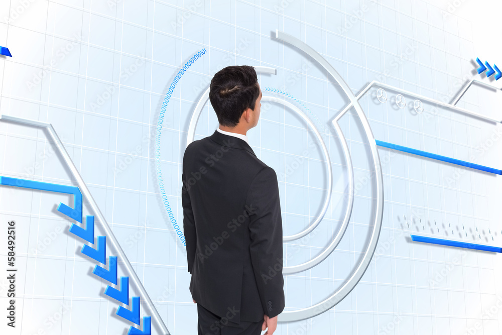 Composite image of businessman turning his back to camera Composite image of businessman turning his back to camera