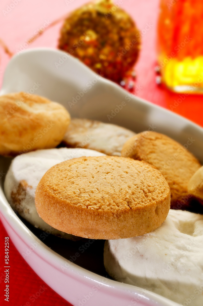 mantecados and polvorones, typical christmas sweets in Spain mantecados and polvorones, typical christmas sweets in Spain