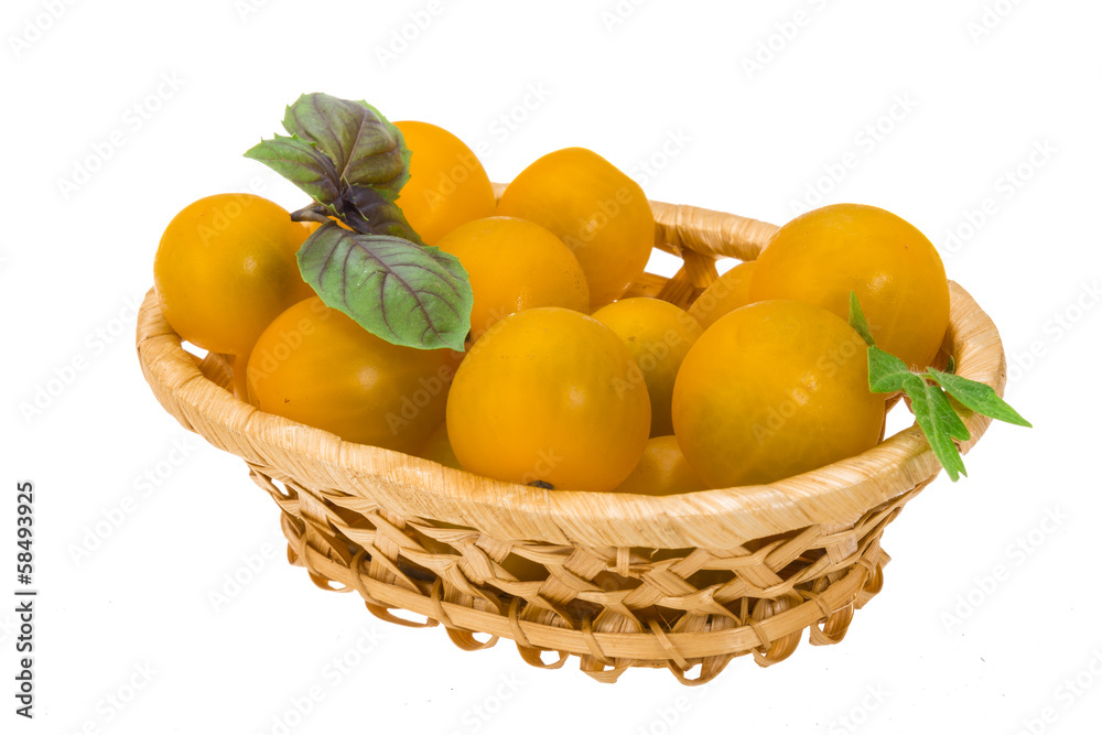 Yellow bright cherry tomato