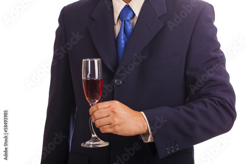Businessman holding wine