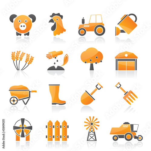 Agriculture and farming icons - vector icon set