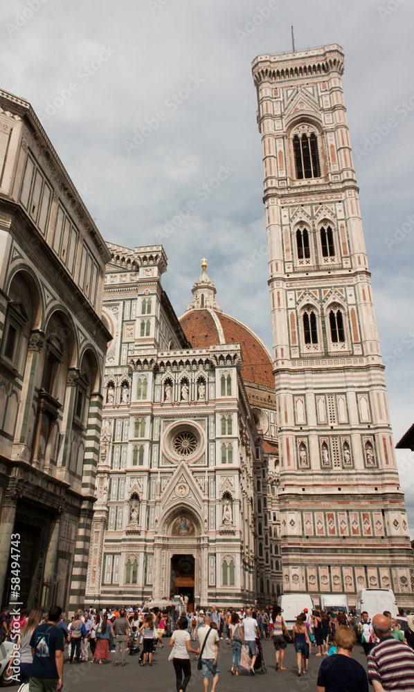 Tourists on Piazza del Duomo in front of the cathedral of Floren