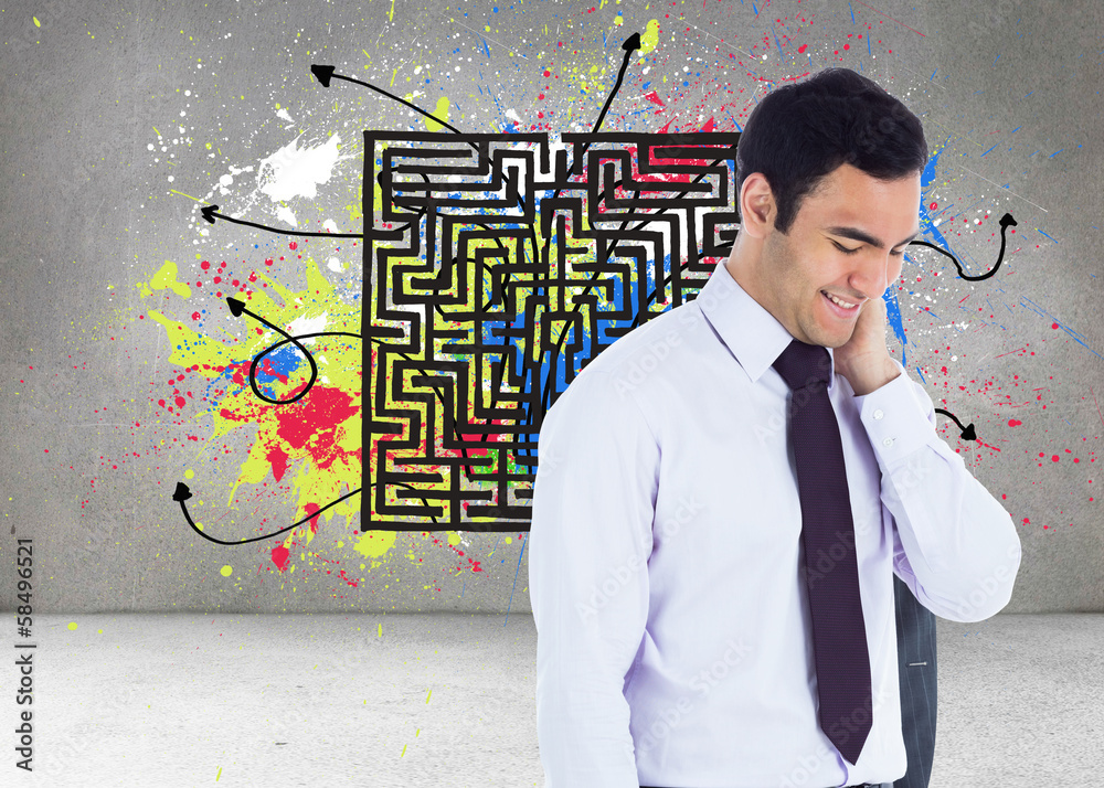 Composite image of smiling businessman standing Composite image of smiling businessman standing