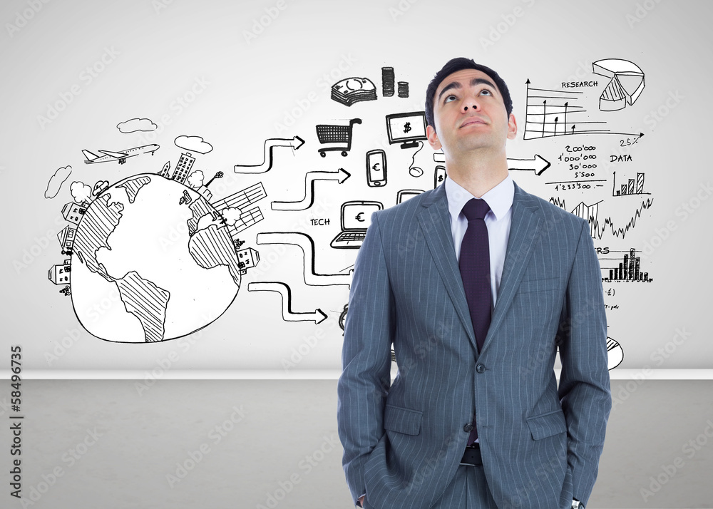 Composite image of unsmiling businessman standing Composite image of unsmiling businessman standing
