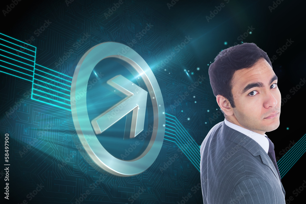 Composite image of unsmiling businessman standing Composite image of unsmiling businessman standing