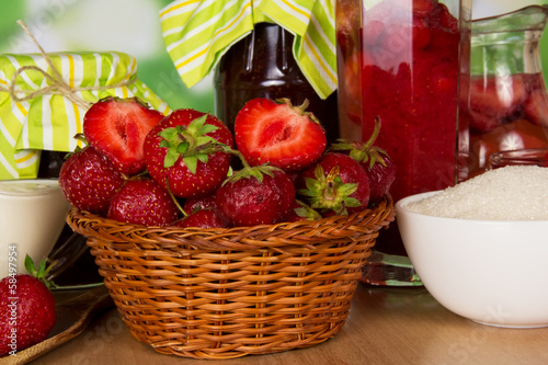 lose-up of strawberries in a basket