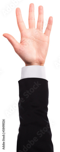 hand is showing five fingers isolated