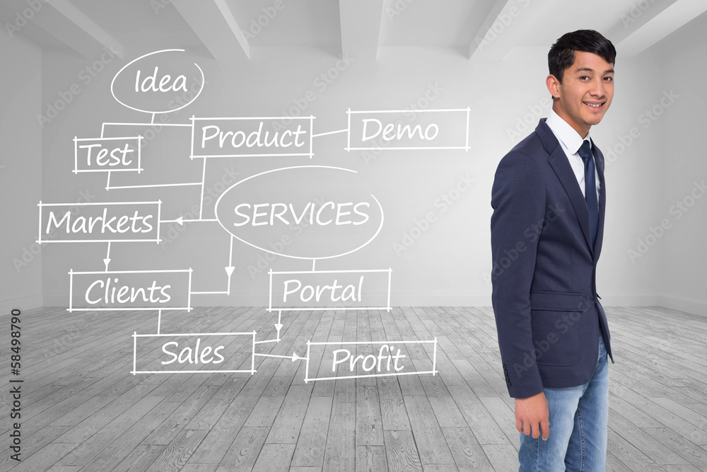 Composite image of smiling casual businessman walking Composite image of smiling casual businessman walking
