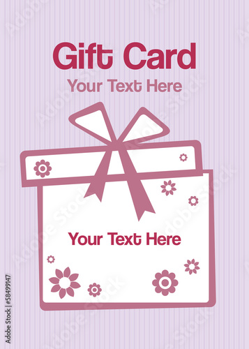 Pink gift card or voucher with flowers