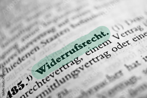 Widerrufsrecht - Text mint markiert