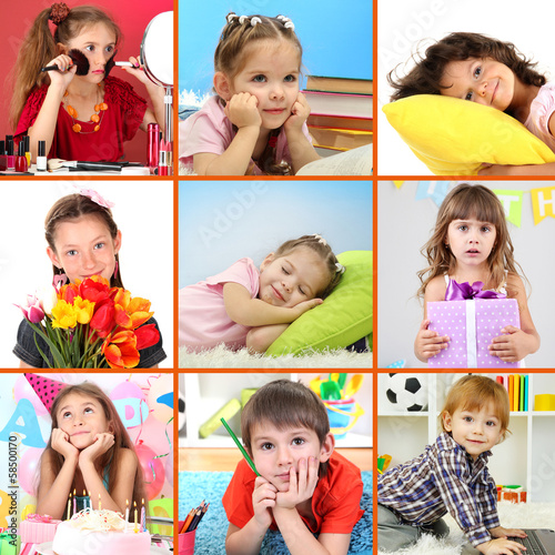 Collage of cute little chil...