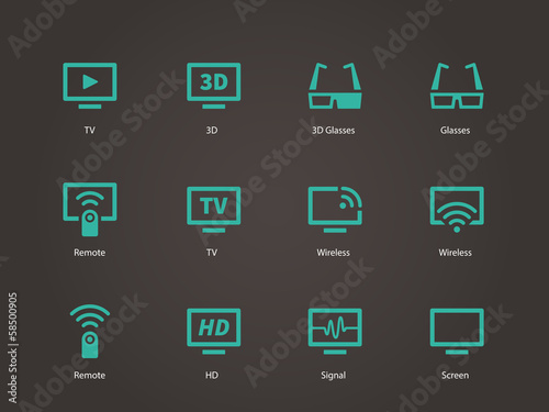 TV icons. Vector illustration.