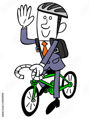 自転車通勤のビジネスマン