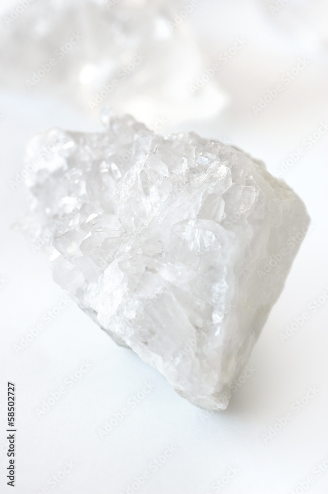 White crystal on white background