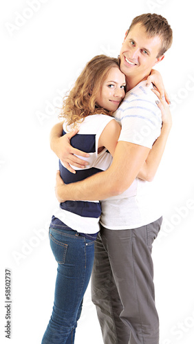 Young couple isolated on white