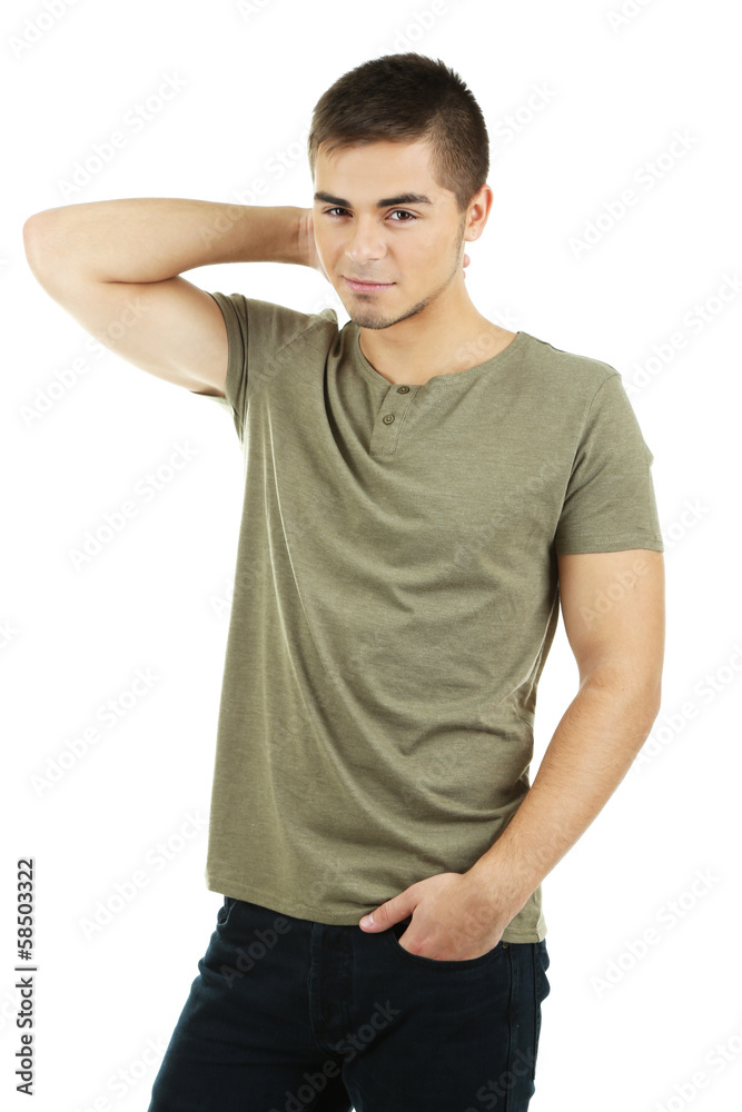 Fototapeta premium Handsome young man isolated on white