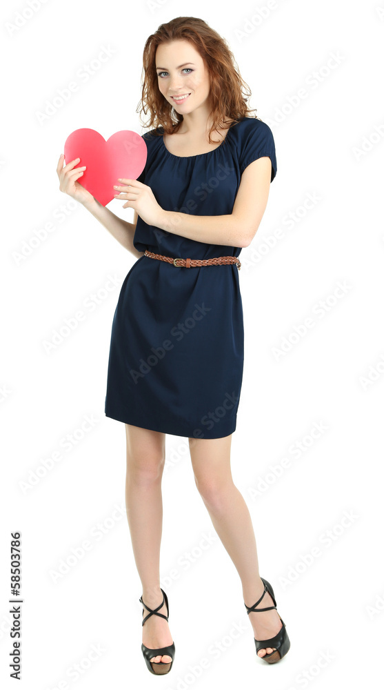 Beautiful young girl in dress isolated on white Beautiful young girl in dress isolated on white