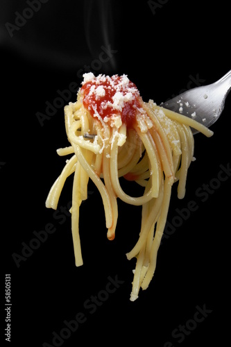 Spaghetti with tomato sauce and parmesan cheese 