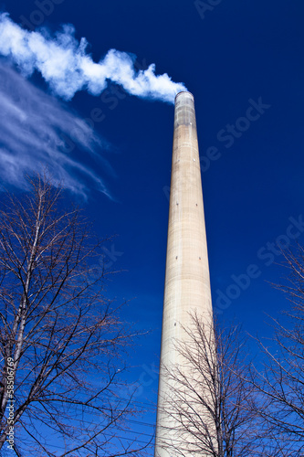 Industrial Stack of a nickel plant in Ontario Canada