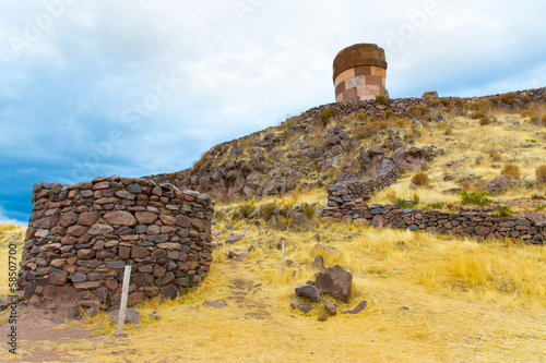 Funerary towers in Sillustani, Peru,South America
