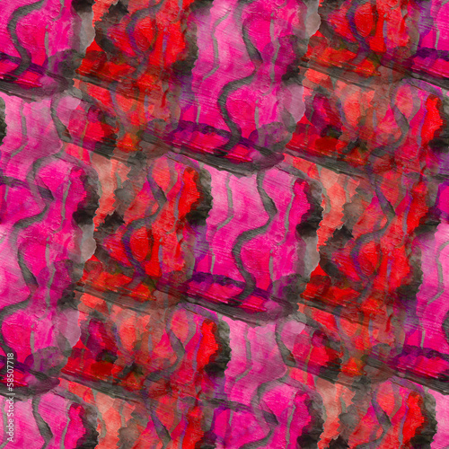 Fototapeta Naklejka Na Ścianę i Meble -  grunge texture, watercolor seamless background, red pink hand dr