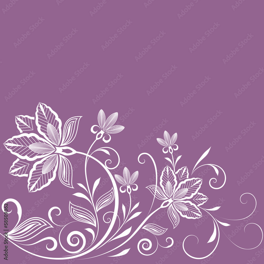 Abstract floral vintage purple background