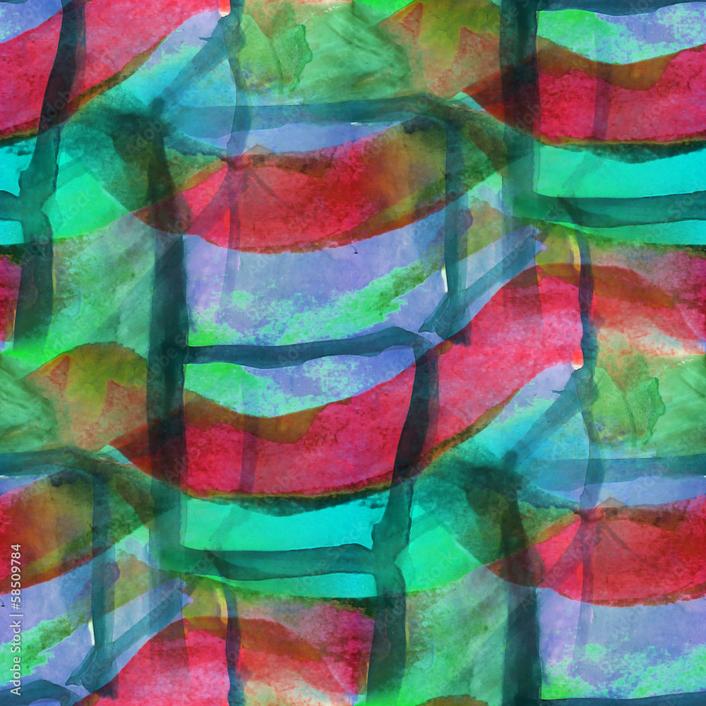 seamless green red cubism abstract art Picasso texture watercolo